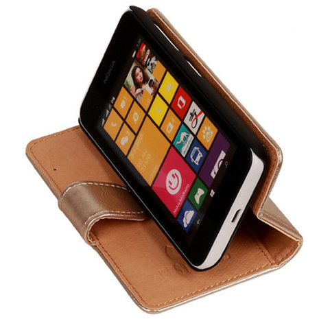 PU Leder Goud Hoesje voor Nokia Lumia 530 Book/Wallet Case/Cover