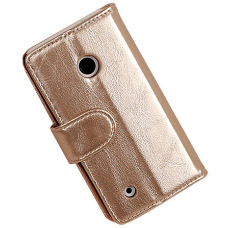 PU Leder Goud Hoesje voor Nokia Lumia 530 Book/Wallet Case/Cover