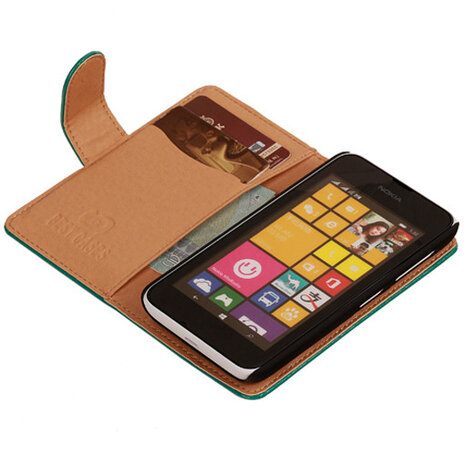 PU Leder Groen Hoesje voor Nokia Lumia 530 Book/Wallet Case/Cover