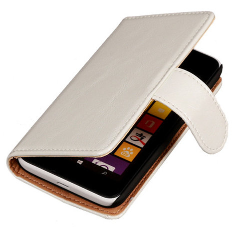 PU Leder Wit Hoesje voor Nokia Lumia 530 Book/Wallet Case/Cover