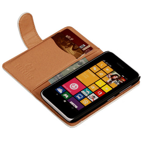 PU Leder Wit Hoesje voor Nokia Lumia 530 Book/Wallet Case/Cover