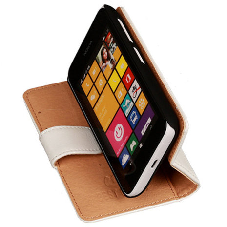 PU Leder Wit Hoesje voor Nokia Lumia 530 Book/Wallet Case/Cover