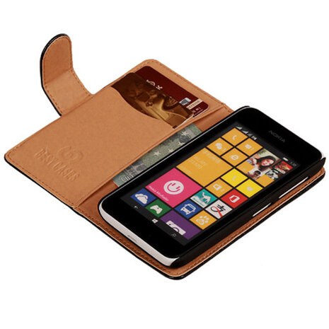 PU Leder Zwart Hoesje voor Nokia Lumia 530 Book/Wallet Case/Cover