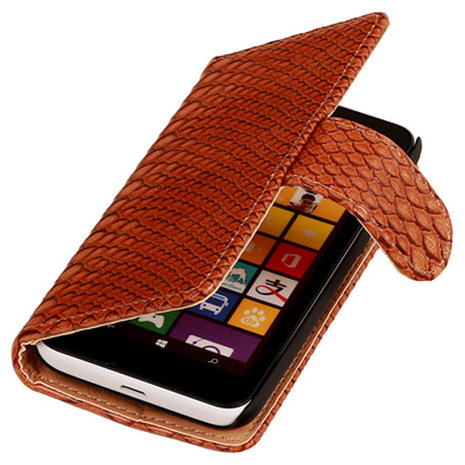 BC Slang Bruin Hoesje voor Nokia Lumia 530 Bookcase Wallet Cover