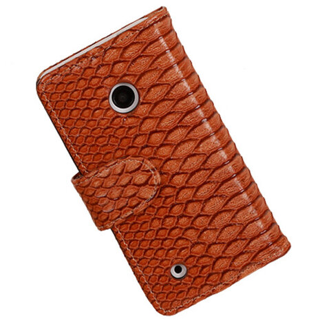 BC Slang Bruin Hoesje voor Nokia Lumia 530 Bookcase Wallet Cover