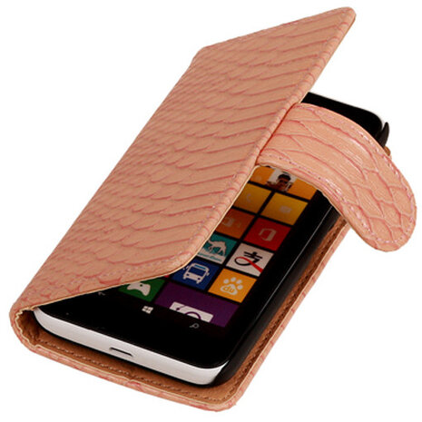 BC Slang Pink Hoesje voor Nokia Lumia 530 Bookcase Wallet Cover