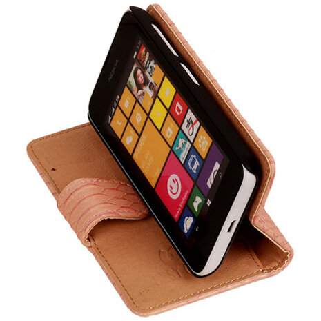 BC Slang Pink Hoesje voor Nokia Lumia 530 Bookcase Wallet Cover