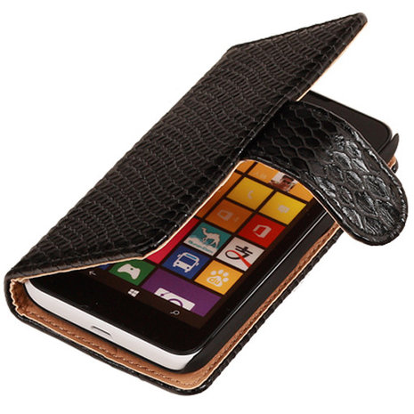 BC Slang"Zwart Hoesje voor Nokia Lumia 530 Bookcase Wallet Cover