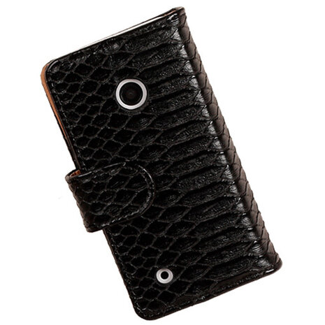 BC Slang"Zwart Hoesje voor Nokia Lumia 530 Bookcase Wallet Cover