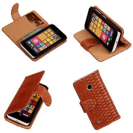 "Slang" Bruin Nokia Lumia 530 Bookcase Wallet Cover Hoesje 