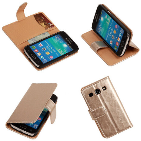 PU Leder Goud Samsung Galaxy Core Plus Book/Wallet Case/Cover Hoesje