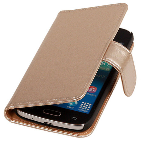 PU Leder Goud Hoesje voor Samsung Galaxy Core Plus Book/Wallet Case/Cover