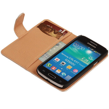 PU Leder Goud Hoesje voor Samsung Galaxy Core Plus Book/Wallet Case/Cover