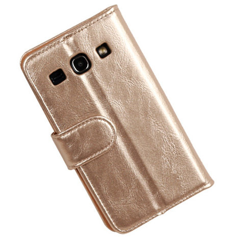 PU Leder Goud Hoesje voor Samsung Galaxy Core Plus Book/Wallet Case/Cover