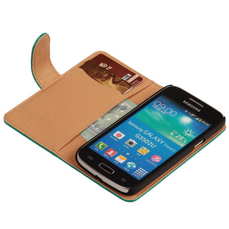 PU Leder Groen Hoesje voor Samsung Galaxy Core Plus Book/Wallet Case/Cover
