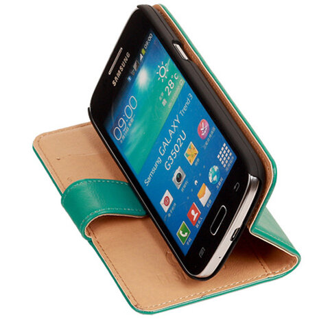 PU Leder Groen Hoesje voor Samsung Galaxy Core Plus Book/Wallet Case/Cover