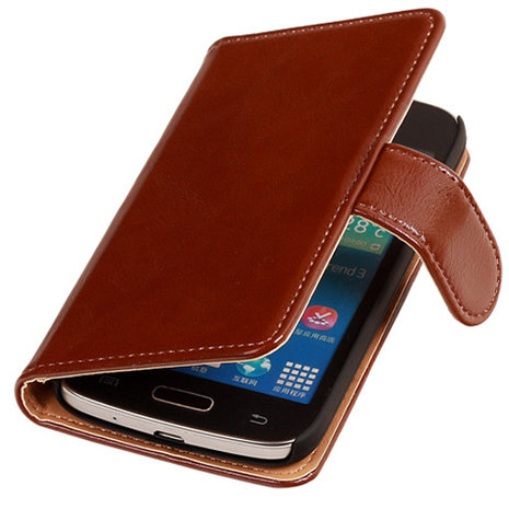 PU Leder Bruin Hoesje voor Samsung Galaxy Core Plus Book/Wallet Case/Cover