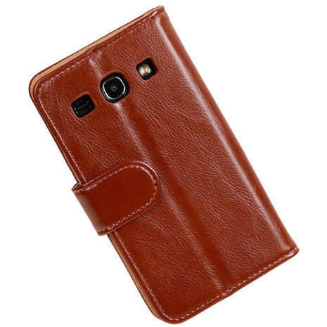 PU Leder Bruin Hoesje voor Samsung Galaxy Core Plus Book/Wallet Case/Cover