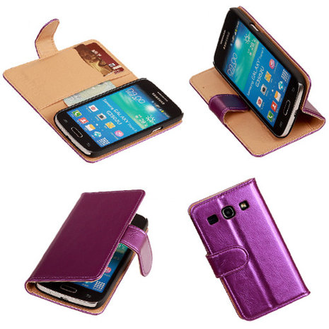 PU Leder Lila Samsung Galaxy Core Plus Book/Wallet Case/Cover Hoesje