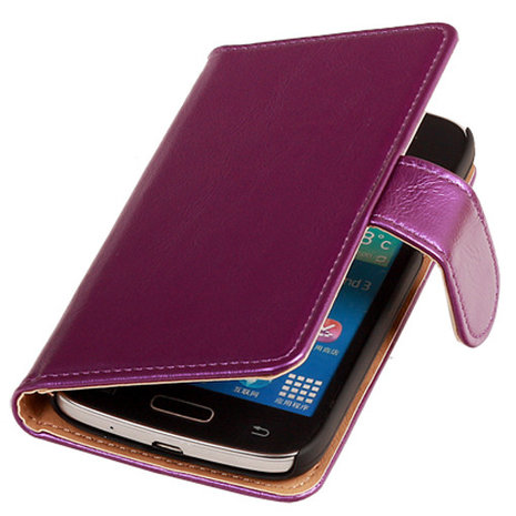 PU Leder Lila Hoesje voor Samsung Galaxy Core Plus Book/Wallet Case/Cover