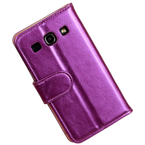PU Leder Lila Hoesje voor Samsung Galaxy Core Plus Book/Wallet Case/Cover