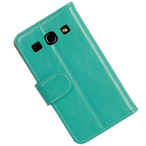 PU Leder Turquoise Hoesje voor Samsung Galaxy Core Plus Book/Wallet Case/Cover