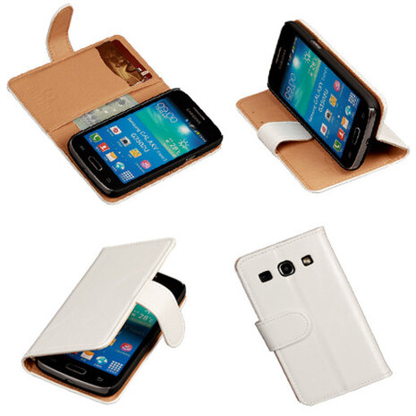 PU Leder Wit Samsung Galaxy Core Plus Book/Wallet Case/Cover Hoesje