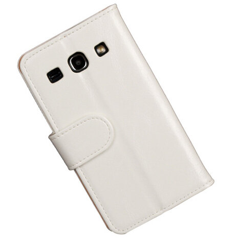PU Leder Wit Hoesje voor Samsung Galaxy Core Plus Book/Wallet Case/Cover