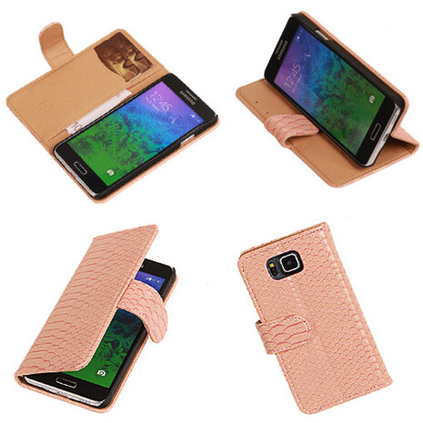 Bestcases "Slang" Pink Samsung Galaxy Core Plus Bookcase Cover Hoesje 