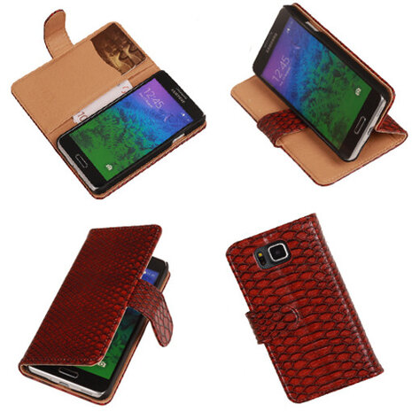 Bestcases "Slang" Rood Samsung Galaxy Core Plus Bookcase Cover Hoesje 