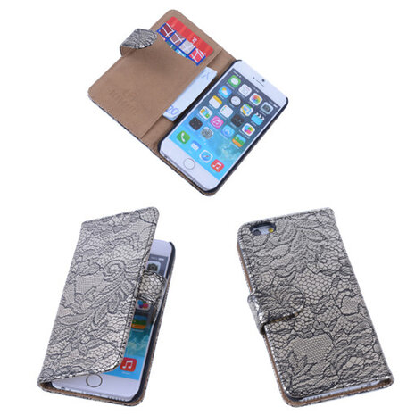 Lace Zwart iPhone 6 Book/Wallet Case/Cover Hoesje