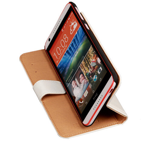 PU Leder Wit Hoesje voor HTC Desire 820 Book/Wallet Case/Cover