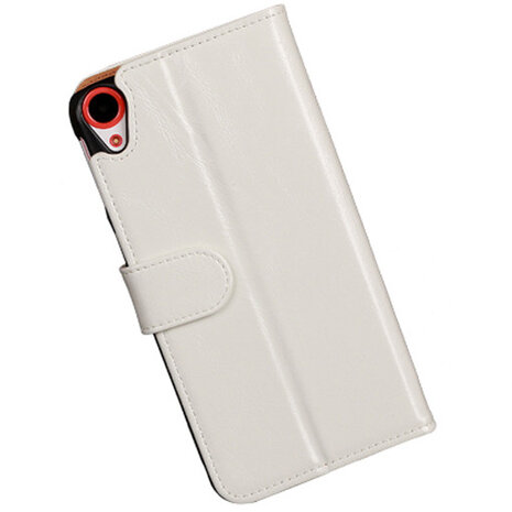 PU Leder Wit Hoesje voor HTC Desire 820 Book/Wallet Case/Cover