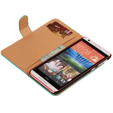 PU Leder Turquoise Hoesje voor HTC Desire 820 Book/Wallet Case/Cover