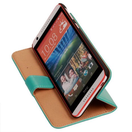 PU Leder Turquoise Hoesje voor HTC Desire 820 Book/Wallet Case/Cover