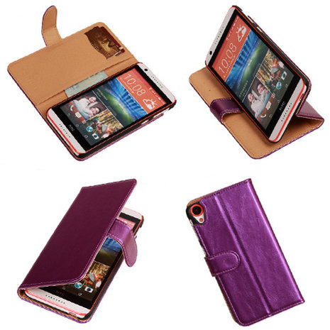 PU Leder Lila HTC Desire 820 Book/Wallet Case/Cover