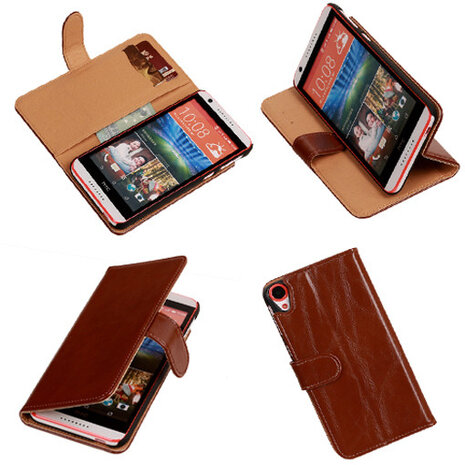PU Leder Bruin HTC Desire 820 Book/Wallet Case/Cover