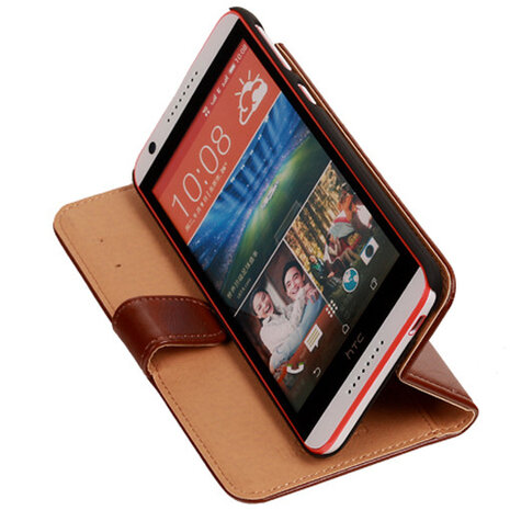 PU Leder Bruin Hoesje voor HTC Desire 820 Book/Wallet Case/Cover