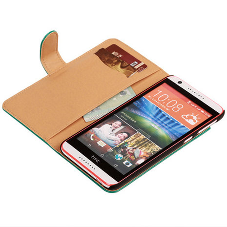 PU Leder Groen Hoesje voor HTC Desire 820 Book/Wallet Case/Cover