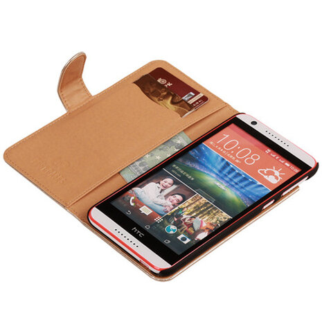 PU Leder Goud Hoesje voor HTC Desire 820 Book/Wallet Case/Cover