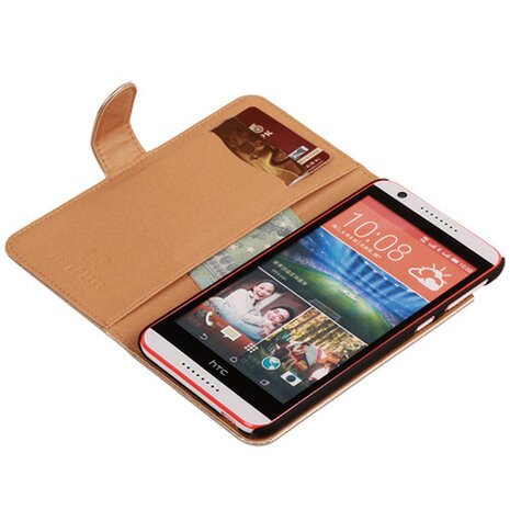 PU Leder Goud Hoesje voor HTC Desire 820 Book/Wallet Case/Cover