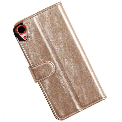 PU Leder Goud Hoesje voor HTC Desire 820 Book/Wallet Case/Cover