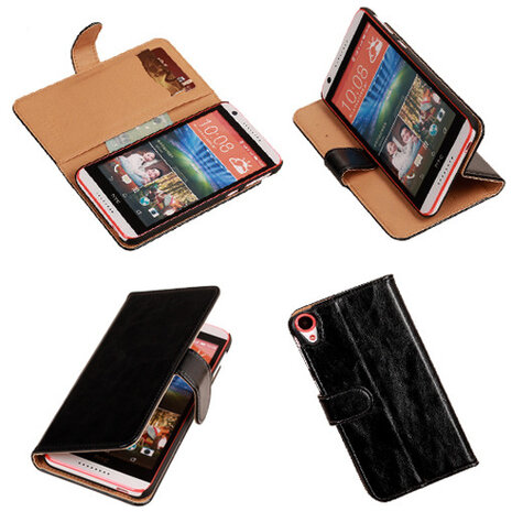 PU Leder Zwart HTC Desire 820 Book/Wallet Case/Cover