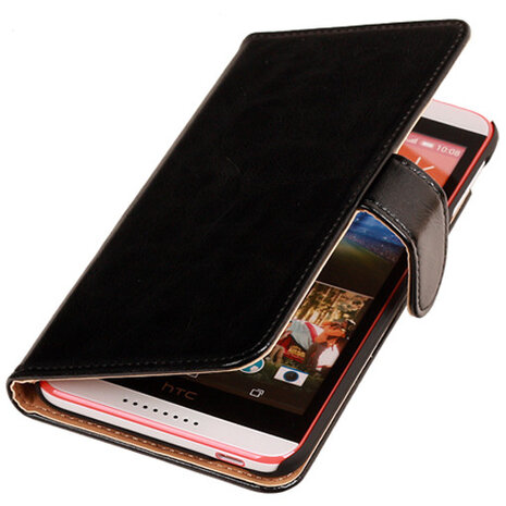 PU Leder Zwart Hoesje voor HTC Desire 820 Book/Wallet Case/Cover