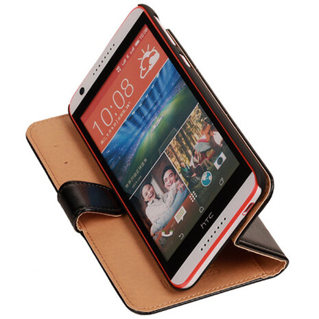 PU Leder Zwart Hoesje voor HTC Desire 820 Book/Wallet Case/Cover
