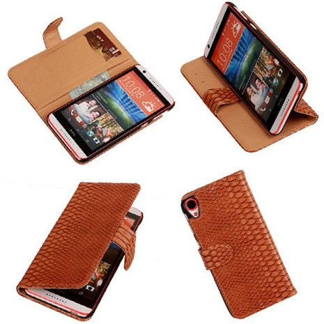 Slang Bruin HTC Desire 820 Book/Wallet Case Hoesje