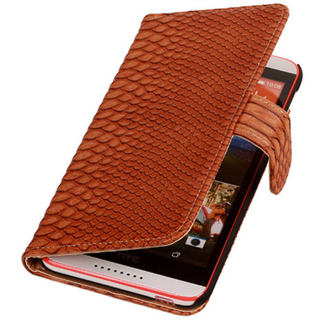 BC Slang Bruin Hoesje voor HTC Desire 820 Book/Wallet Case