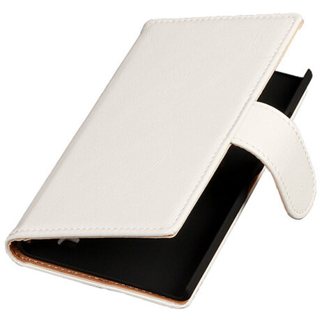 PU Leder Wit Hoesje voor Nokia Lumia 735 Book/Wallet Case/Cover