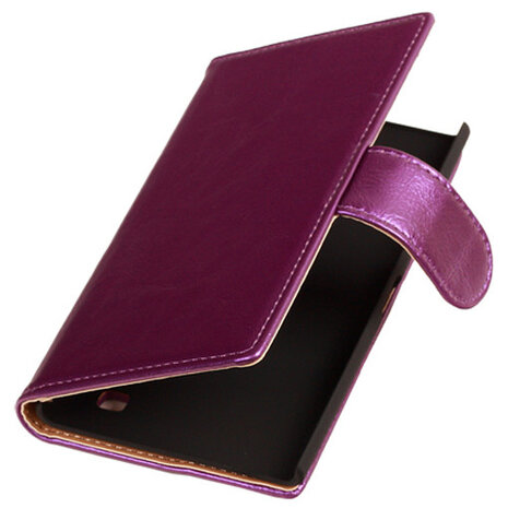 PU Leder Lila Hoesje voor Nokia Lumia 735 Book/Wallet Case/Cover