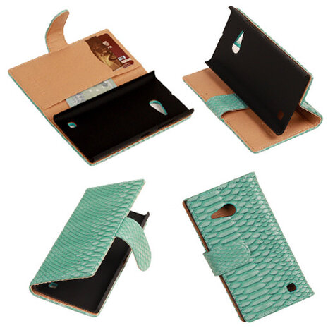 "Slang" Turquoise Nokia Lumia 735 Bookcase Wallet Cover Hoesje 